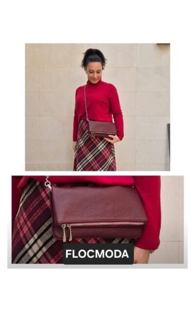 Bolso bandolera burdeos para mujer