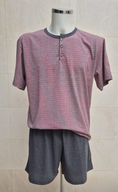 Pijama corto para hombre - Gris y Rojo