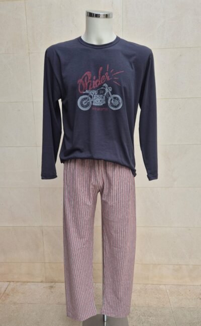 Pijama hombre Rider - Azul Oscuro y rojo rayas