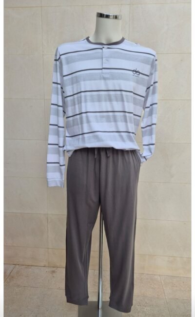 Pijama hombre - Franjas horizontales Gris